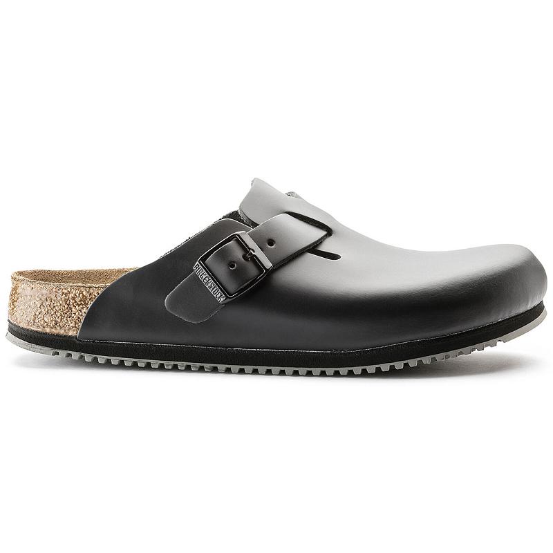 Birkenstock Super Grip Læder Boston Dame Sort | DK 326NWY